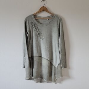 Soft Surroundings Sage Esperanza Floral Appliqué Tunic Size Medium